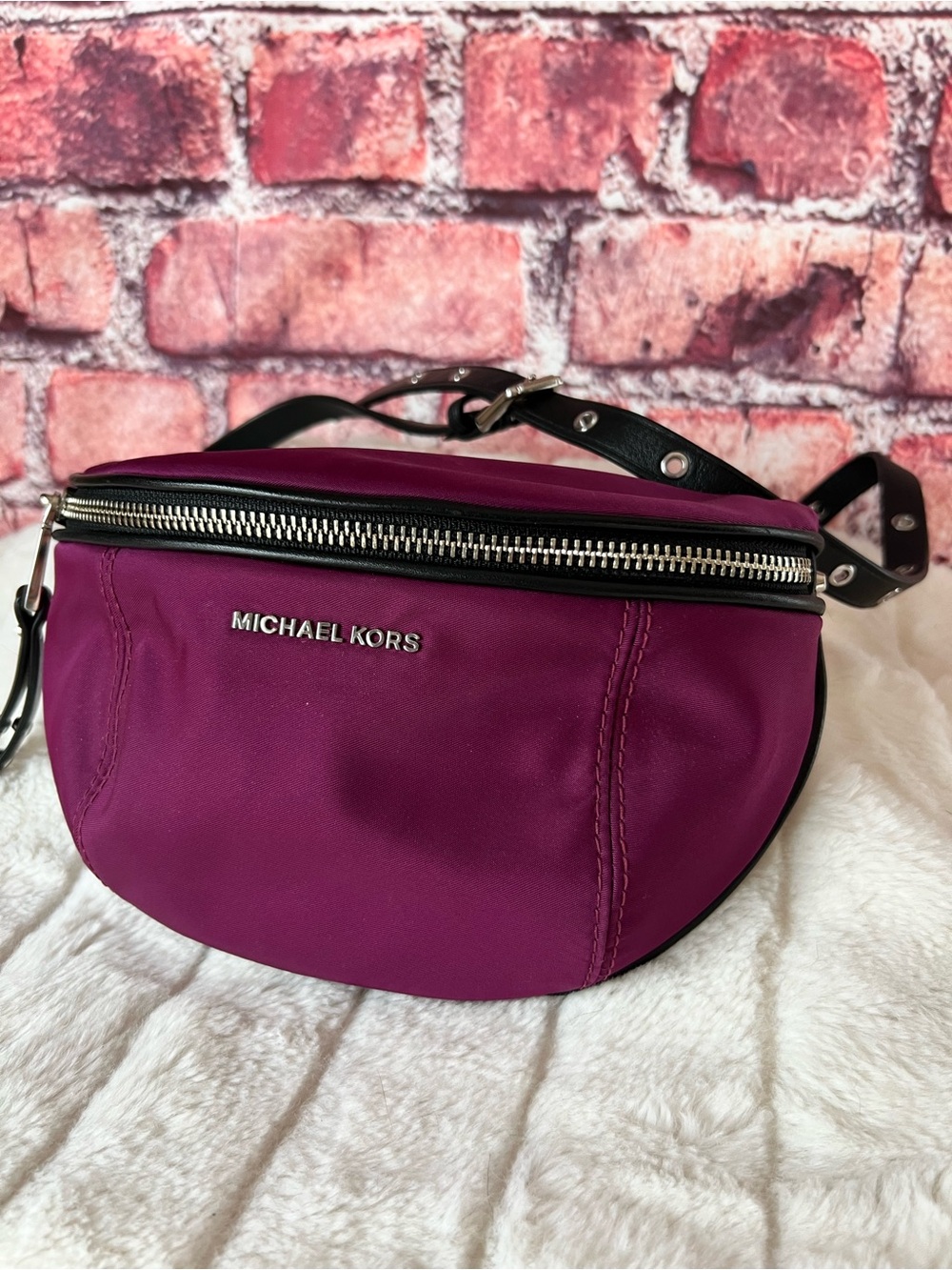 Michael Kors Leila Small Nylon Belt Bag Magenta Pink Fanny Pack